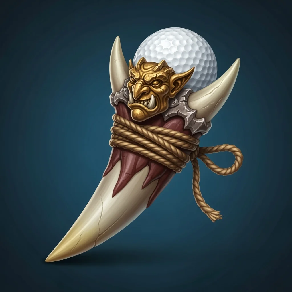 A magical fang tee icon for Goblin Golf's advanced physics.