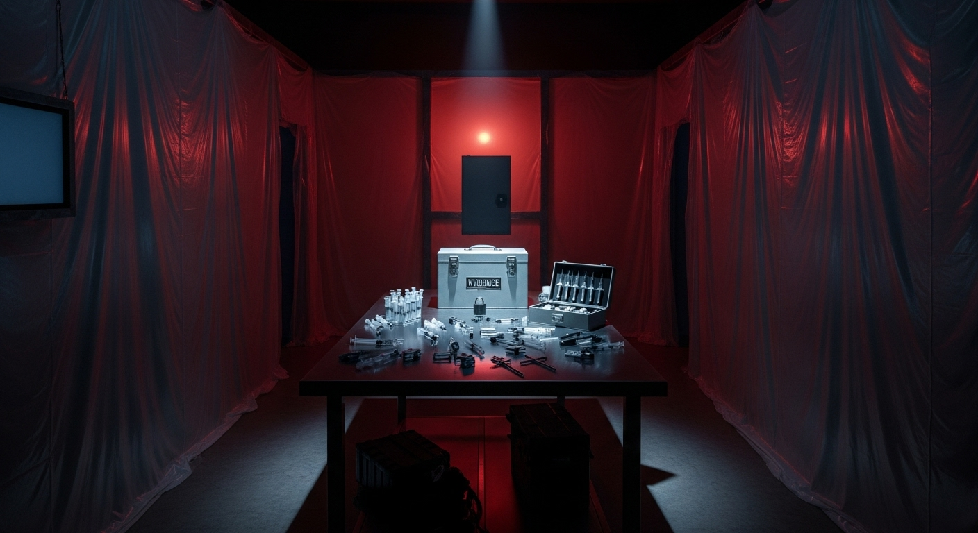 Atmospheric lighting inside the escape room